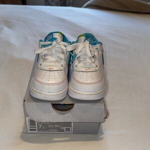 Nike Kids White and Teal Sneakers